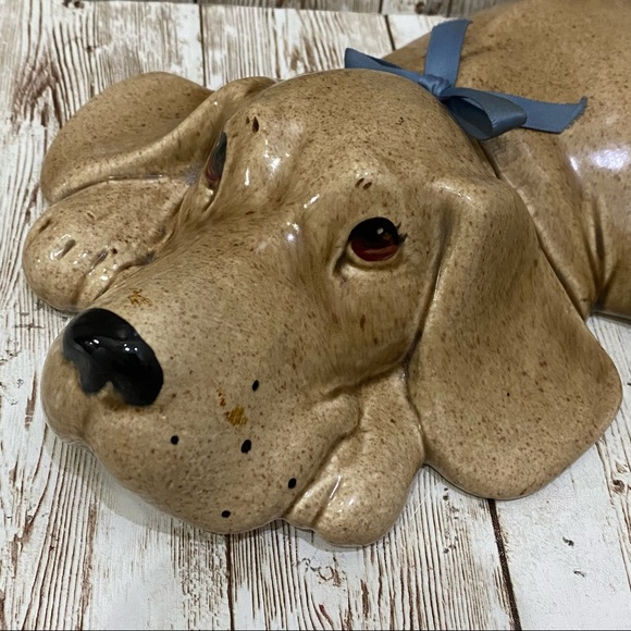 Vintage Ceramic Pottery Sleeping Hound Dog Sculpture Large Figurine - Picture 8 of 11